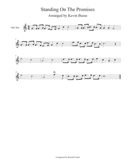 Standing On The Promises Easy Key Of C Alto Sax Sheet Music