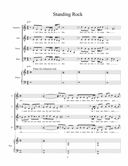 Free Sheet Music Standing Rock Choral