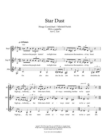 Free Sheet Music Star Dust Ssa A Cappella