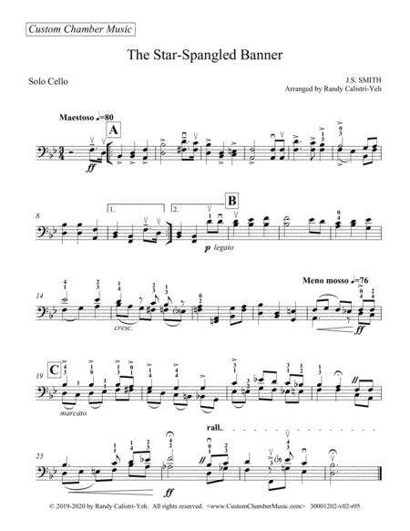 Free Sheet Music Star Spangled Banner For Solo Cello Viola