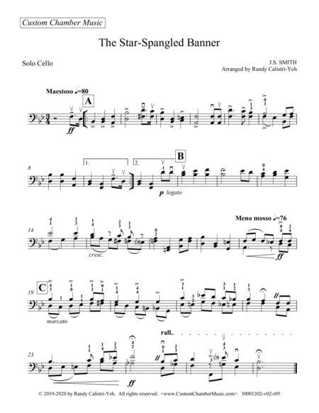 Star Spangled Banner For Solo Cello Viola Sheet Music