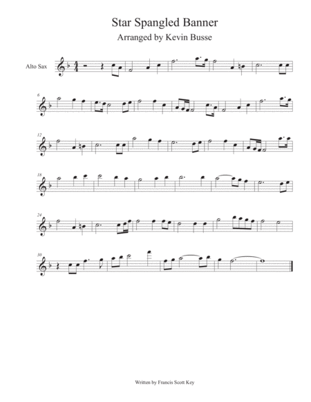 Star Spangled Banner Whitney Houston Version Alto Sax Sheet Music