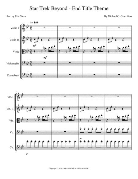 Star Trek Beyond End Title Theme Sheet Music