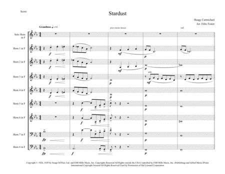 Stardust For Solo Horn And Horn Ensemble Sheet Music