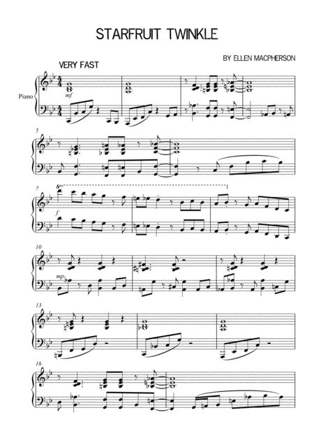 Starfruit Twinkle Latin Jazz Piano Solo Sheet Music