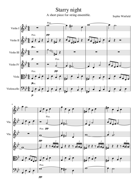 Starry Night For String Ensemble Sheet Music