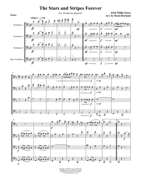 Stars And Stripes Forever For Trombone Quartet Sheet Music