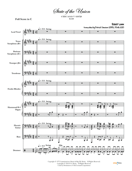 State Of The Union Chicago Complete Score Sheet Music