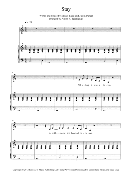 Stay By Rihanna Sheet Music