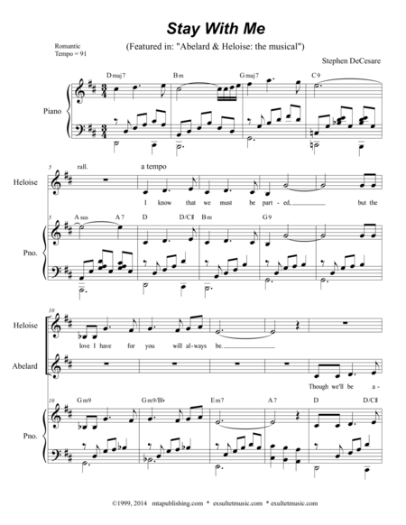 Stay With Me A Love Song Sheet Music