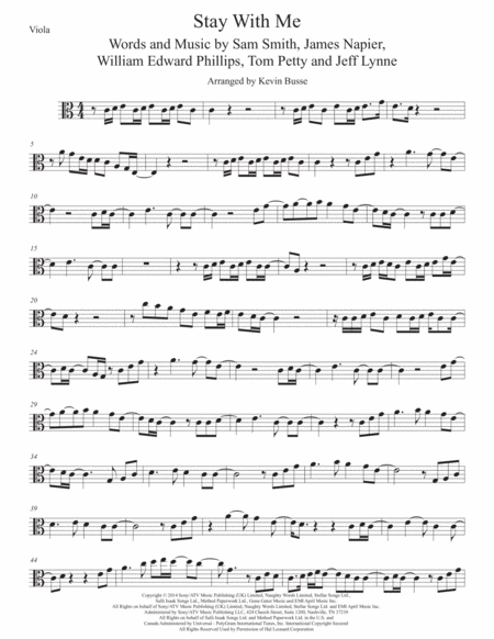 Free Sheet Music Stay With Me Easy Key Of C Viola