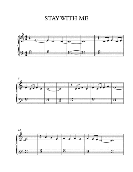 Stay With Me Easy Piano Sheet Music