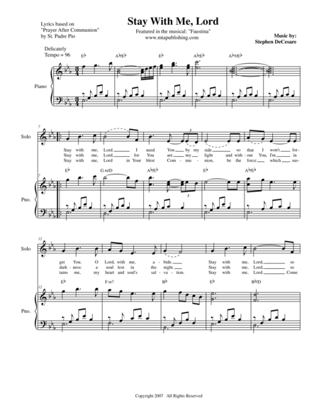 Free Sheet Music Stay With Me Lord