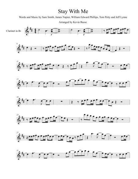 Free Sheet Music Stay With Me Original Key Bb Clarinet