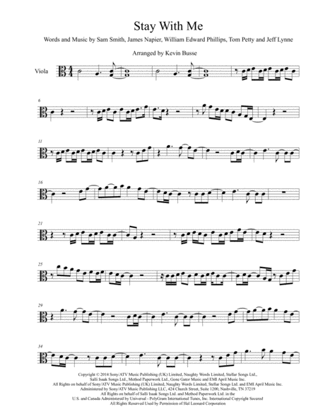 Stay With Me Original Key Viola Sheet Music