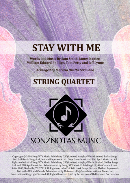Free Sheet Music Stay With Me Sam Smith Sheet Music For String Quartet Score And Parts