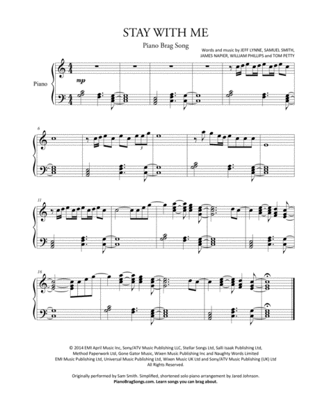 Free Sheet Music Stay With Me Short Piano Solo