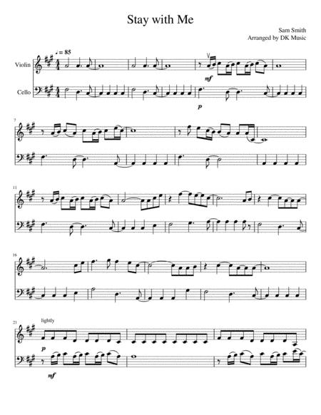 Stay With Me Violin Cello Duet Sheet Music