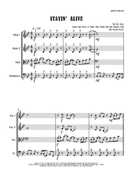 Stayin Alive From The Motion Picture Saturday Night Fever String Quartet Sheet Music