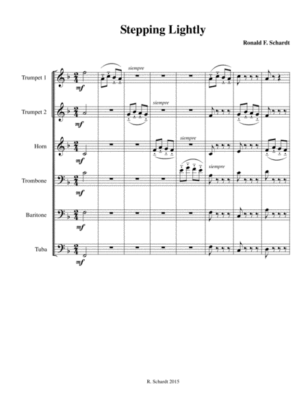 Stepping Lightly For Brass Quintet Sheet Music