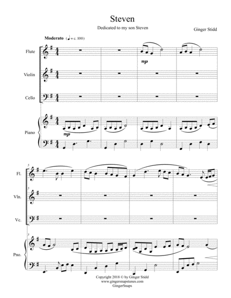 Steven Piano With Flute Violin And Cello Sheet Music