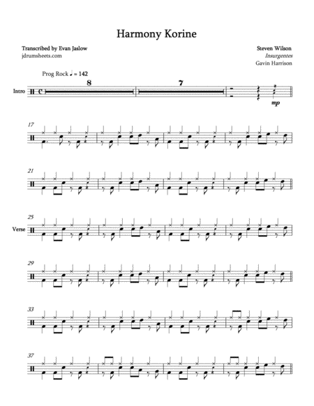Steven Wilson Harmony Korine Sheet Music