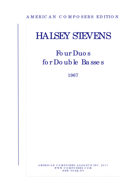 Stevens Four Duos For Double Basses Sheet Music