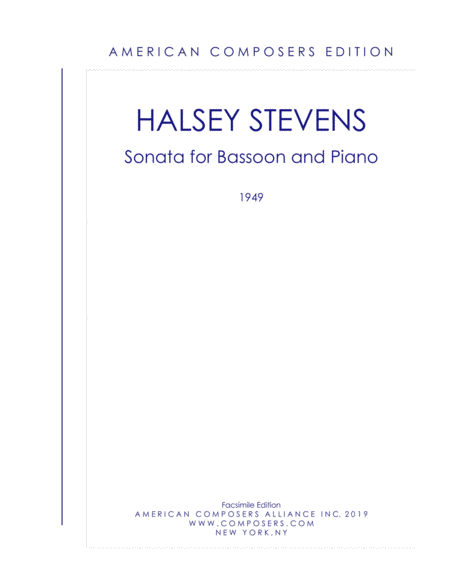 Stevens Sonata For Bassoon And Piano Sheet Music