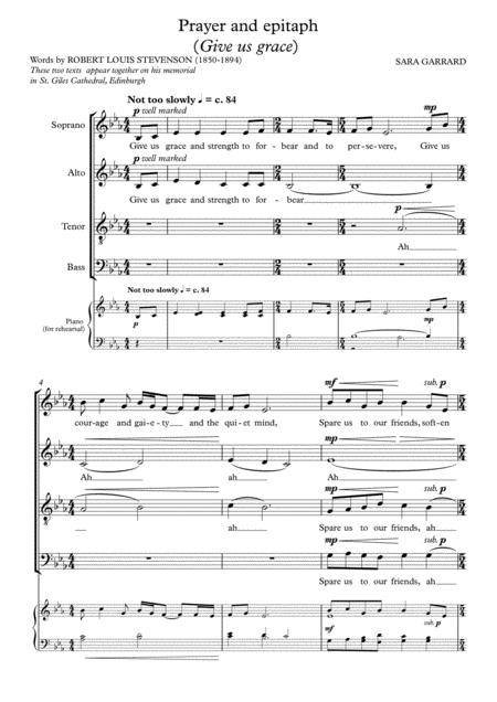 Free Sheet Music Stevenson Prayer And Epitaph Give Us Grace