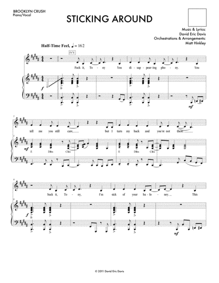 Sticking Around From Brooklyn Crush Sheet Music