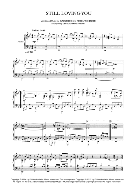 Free Sheet Music Still Loving You Scorpions