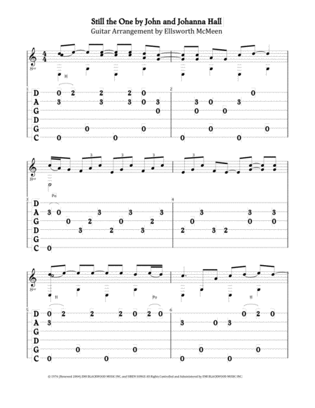 Still The One For Fingerstyle Guitar Tuned Cgdgad Sheet Music