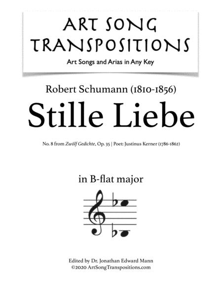 Free Sheet Music Stille Liebe Op 35 No 8 Transposed To B Flat Major