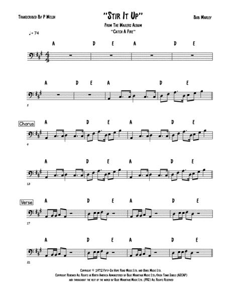 Free Sheet Music Stir It Up Bass Guitar