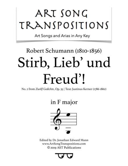 Stirb Lieb Und Freud Op 35 No 2 F Major Sheet Music