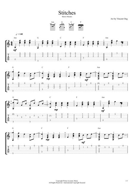 Stitches Guitar Fingerstyle Sheet Music