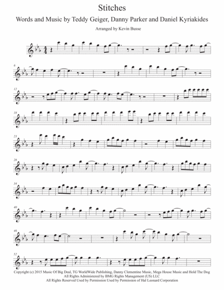 Stitches Original Key Soprano Sax Sheet Music