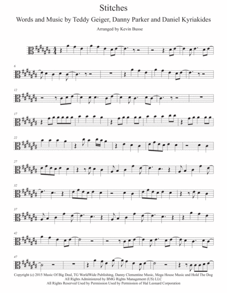 Stitches Original Key Viola Sheet Music