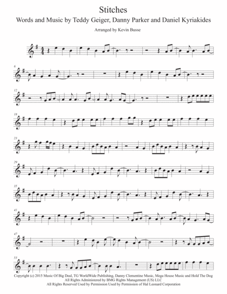 Stitches Soprano Sax Sheet Music