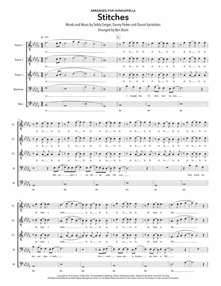 Free Sheet Music Stitches Ttbb Version