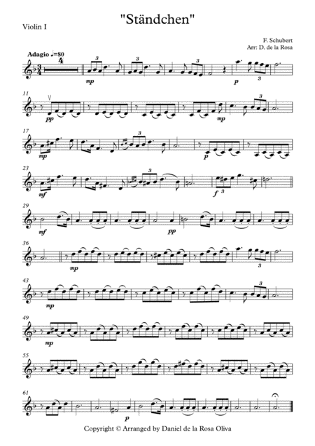 Free Sheet Music Stndchen F Schubert For String Quartet Full Parts