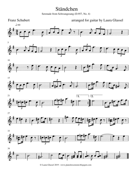 Stndchen From Schuberts Schwangesang Sheet Music