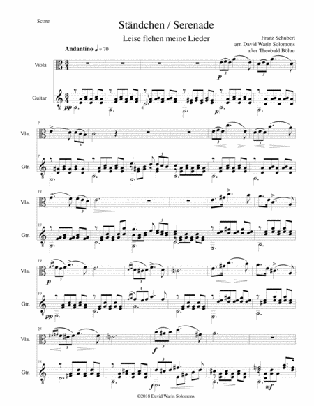 Free Sheet Music Stndchen Serenade After Theobald Bhm For Viola And Guitar