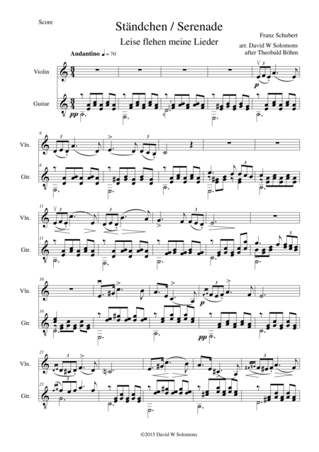 Free Sheet Music Stndchen Serenade For Violin And Guitar After Theobald Bhm