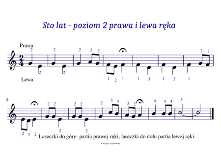Free Sheet Music Sto Lat Poziom Drugi Piano One Hundred Years Level Two Easy