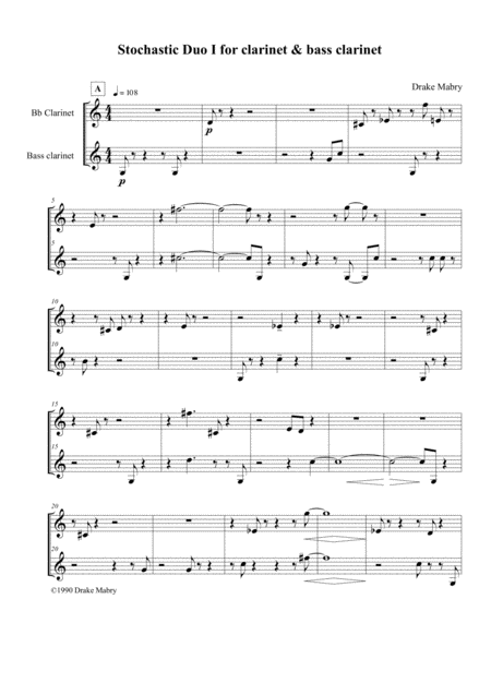 Stochastic Duo For Clarinet Bass Clarinet Sheet Music