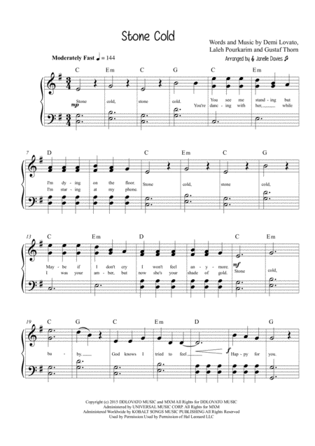 Stone Cold Sheet Music