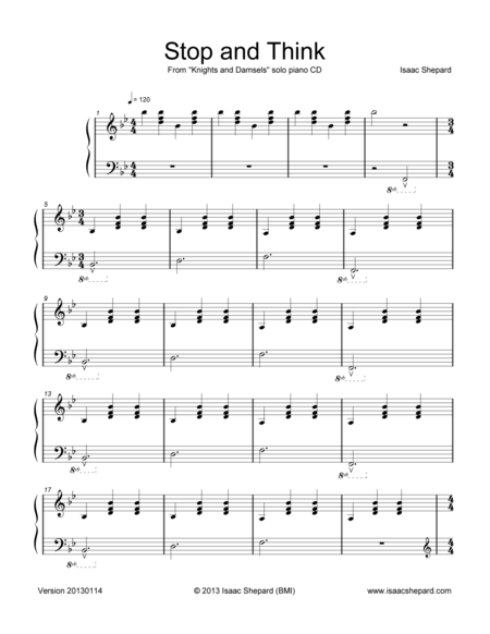 Free Sheet Music Stop And Think