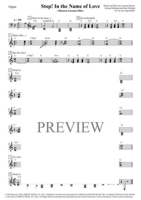 Stop In The Name Of Love Piano Chords Transcription Of The Original Supremes Motown Recording Sheet Music