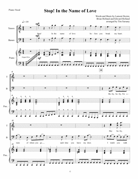 Free Sheet Music Stop In The Name Of Love
